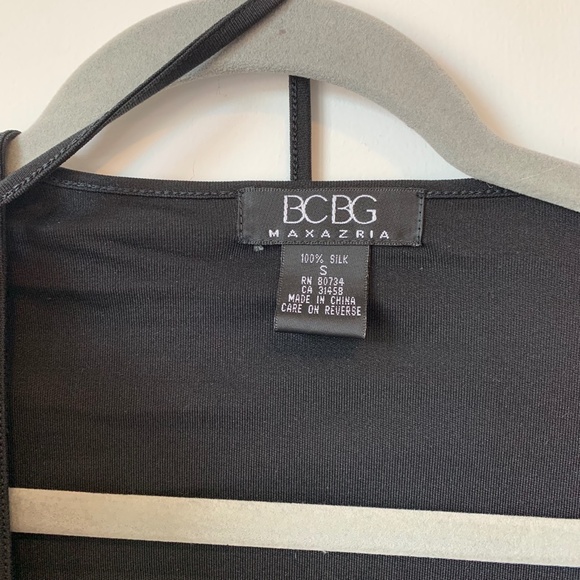 BCBG Black Front Tie Wrap Crop Long Sleeve Shirt - Picture 3 of 5